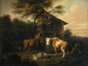 Grazing Cattle by Dirck Van Bergen Oil Painting