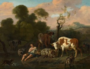 Landscape with a Shepherd by Dirck Van Bergen Oil Painting