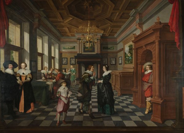 A Seven-Part Decorative Sequence; An Interior, Dirck van Delen  by Dirck Van Delen - Hand-Painted Oil Painting Reproduction