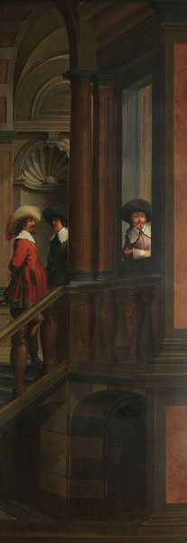 A Seven-Part Decorative Sequence; An Outdoor Stairway by Dirck Van Delen Oil Painting
