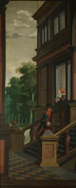 A Seven-Part Decorative Sequence; An Outdoor Stairway by Dirck Van Delen Oil Painting