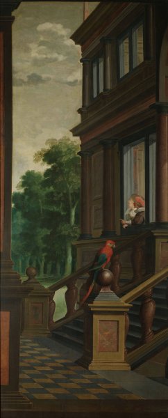 A Seven-Part Decorative Sequence; An Outdoor Stairway  by Dirck Van Delen - Hand-Painted Oil Painting Reproduction