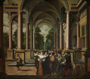 Gallery of a Palace with Ornamental Architecture and Columns by Dirck Van Delen Oil Painting