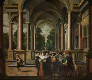 Gallery of a Palace with Ornamental Architecture and Columns by Dirck Van Delen Oil Painting
