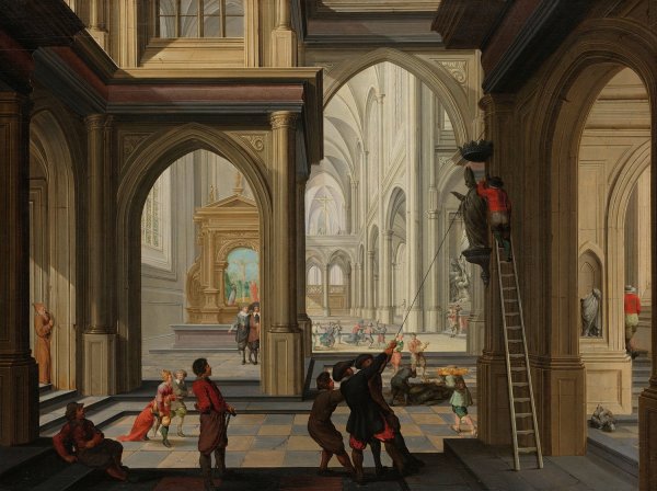 Iconoclasm in a Church  by Dirck Van Delen - Hand-Painted Oil Painting Reproduction