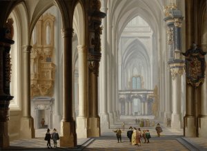 Interior of a Gothic Church by Dirck Van Delen Oil Painting