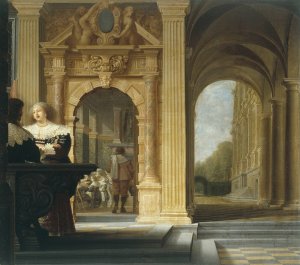 Scene galante dans un palais by Dirck Van Delen Oil Painting