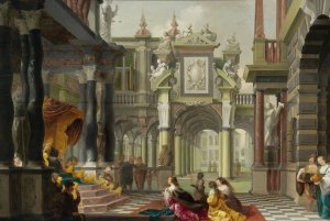 Solomon Receiving The Queen Of Sheba by Dirck Van Delen Oil Painting