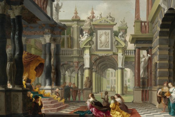 Solomon Receiving The Queen Of Sheba  by Dirck Van Delen - Hand-Painted Oil Painting Reproduction