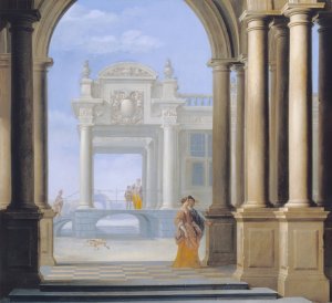 The Entrance to a Palace by Dirck Van Delen Oil Painting