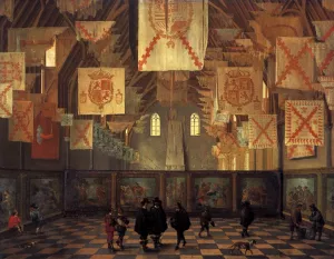 The Great Hall of the Binnenhof in The Hague by Dirck Van Delen - Oil Painting Reproduction