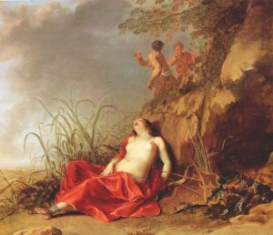 Sleeping Nymph by Dirck Van Der Lisse Oil Painting