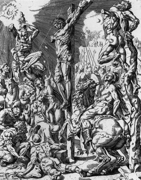 Main Product Photo of The Crucifixion of Christ Painting by Dirck Volkertsz. Coornhert