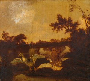 A Buzzard Attacks two Ducks by Dirck Wijntrack Oil Painting