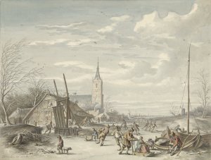 Winterlandschap by Dirk Jan Van Der Laan Oil Painting