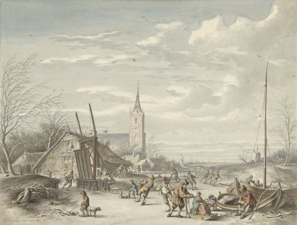 Winterlandschap  by Dirk Jan Van Der Laan - Hand-Painted Oil Painting Reproduction
