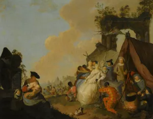 A Village Kermesse with Peasants Dancing painting by Dirk Langendijk