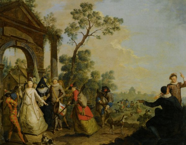 Main Product Photo of A Village Scene with a Livestock Fair and a Church in the Background Painting by Dirk Langendijk