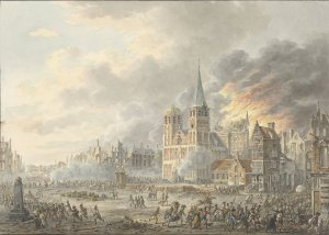De inneming van een stad door Franse troepen by Dirk Langendijk Oil Painting