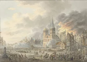 De inneming van een stad door Franse troepen by Dirk Langendijk Oil Painting