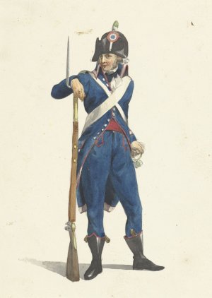 Member of the Rotterdam armed citizen force with a rifle by Dirk Langendijk Oil Painting
