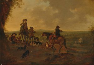 Horsemen In A Landscape by Dirk Stoop Oil Painting