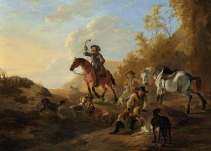 Hunters Resting by Dirk Stoop Oil Painting