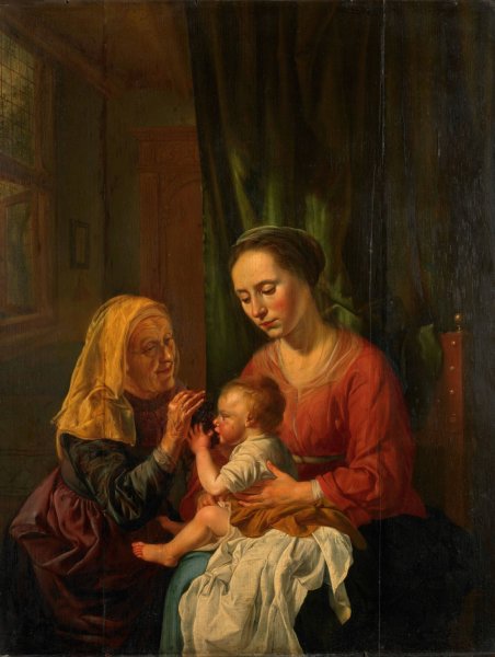 Virgin and Child with St Anne  by Dirk Van Hoogstraten - Hand-Painted Oil Painting Reproduction