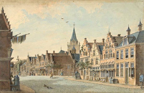 De visbrug in Woerden  by Dirk Verrijk - Hand-Painted Oil Painting Reproduction