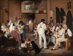 Danish Artists At The Osteria La Gensola In Rome by Ditlev Blunck Oil Painting