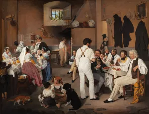 Danish Artists At The Osteria La Gensola In Rome by Ditlev Blunck Oil Painting