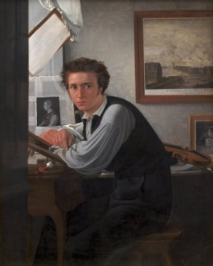 Portrait of the Copperplate Engraver Carl Edvard Sonne by Ditlev Blunck Oil Painting