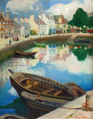 The Little Harbor, Concarneau, Brittany by Dixie Selden Oil Painting