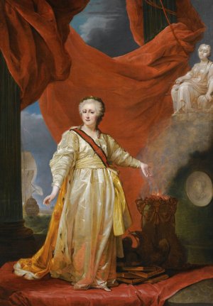 Portrait Of Catherine The Great As Legislator In The Temple Of The Goddess Of Justice by Dmitry Grigorievich Levitsky (Follower) Oil Painting
