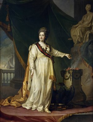 Portrait of Catherine II the Legislatress in the Temple of the Goddess of Justice by Dmitry Levitsky Oil Painting