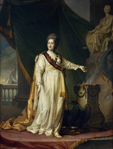 Portrait of Catherine II the Legislatress in the Temple of the Goddess of Justice by Dmitry Levitsky - Hand-Painted Oil Painting Reproduction