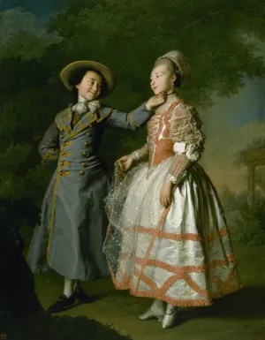 Portrait Of Ekaterina Khruschova And Ekaterina Khovanskaya Oil painting by Dmitry Levitsky