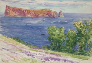Shore Scenes with Trees and Cliff by Dodge Macknight Oil Painting