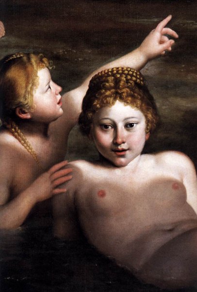 Diana and her Nymphs Detail by Domenichino - Hand-Painted Oil Painting Reproduction
