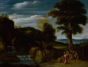 Landscape with a Hermit by Domenichino Oil Painting
