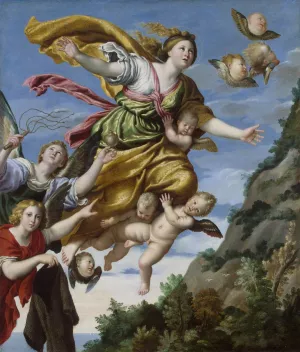 Mary Magdalene Taken up to Heaven by Domenichino - Oil Painting Reproduction