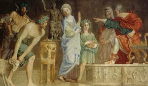 St Cecilia before the Judge Oil painting by Domenichino