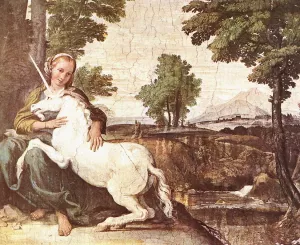 The Maiden and the Unicorn by Domenichino Oil Painting