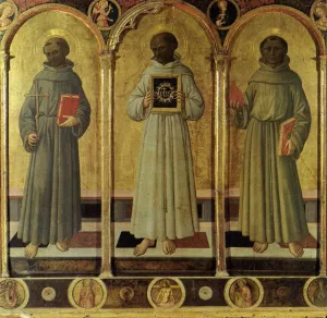 Three Franciscan Saints by Domenico Da Tolmezzo - Oil Painting Reproduction