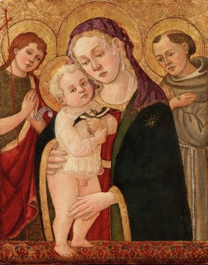 Madonna and Child with Saint John the Baptist and Saint Francis by Domenico Di Zanobi Oil Painting