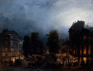 Le boulevard des Italiens de nuit by Domenico Ferri Oil Painting