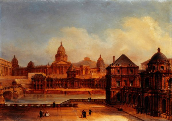 Vue composite des monuments parisiens  by Domenico Ferri - Hand-Painted Oil Painting Reproduction