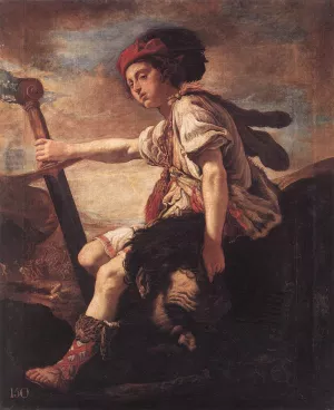 David with the Head of Goliath by Domenico Fetti - Oil Painting Reproduction