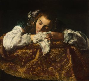 Sleeping Girl by Domenico Fetti Oil Painting
