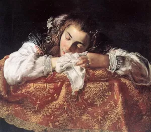 Sleeping Girl by Domenico Fetti Oil Painting